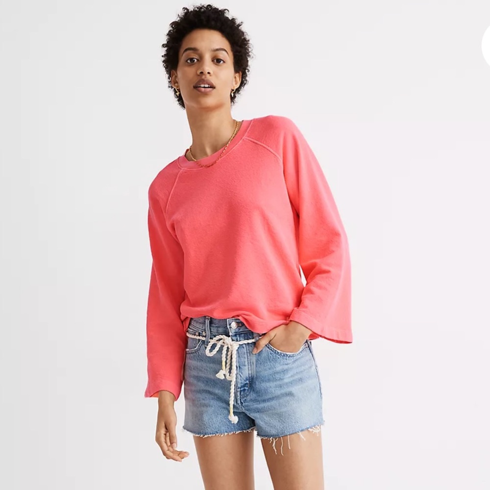 Madewell wide sleeve cropped top neon pink XS